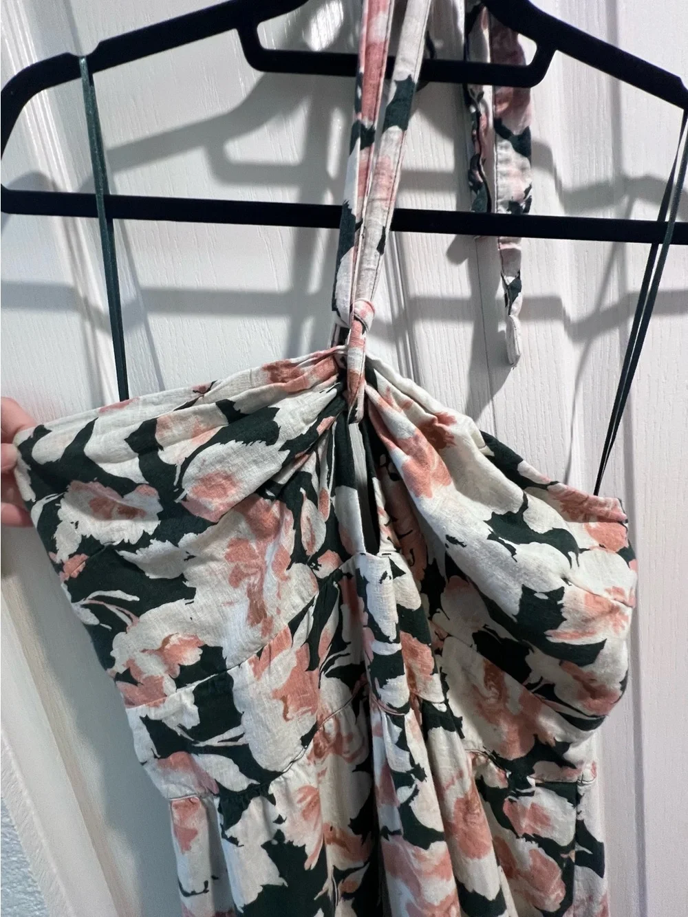 Abercrombie & Fitch Green Pink Floral Halter Smocked Maxi Dress XL Tall